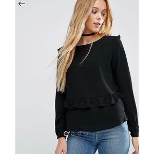Brave Soul Black Frill Shirt